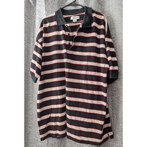 Royal Blue Black/Gray/ Red Striped Knit Short Sleeve Polo Shirt Men's Size XXL‎